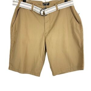 Express Mens Classic Fit At The Knee Shorts Size 36 Tan Belted Chino